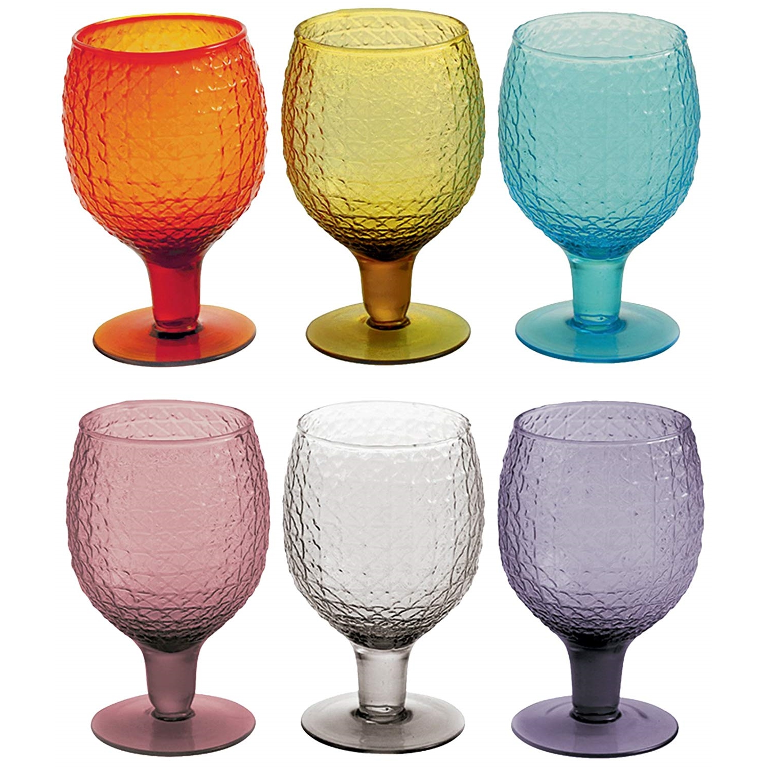 Villa d'Este Home Tivoli Set Bicchieri Calici vino 300 ml colori assortiti  6 pezzi in vetro - Paggi Casalinghi